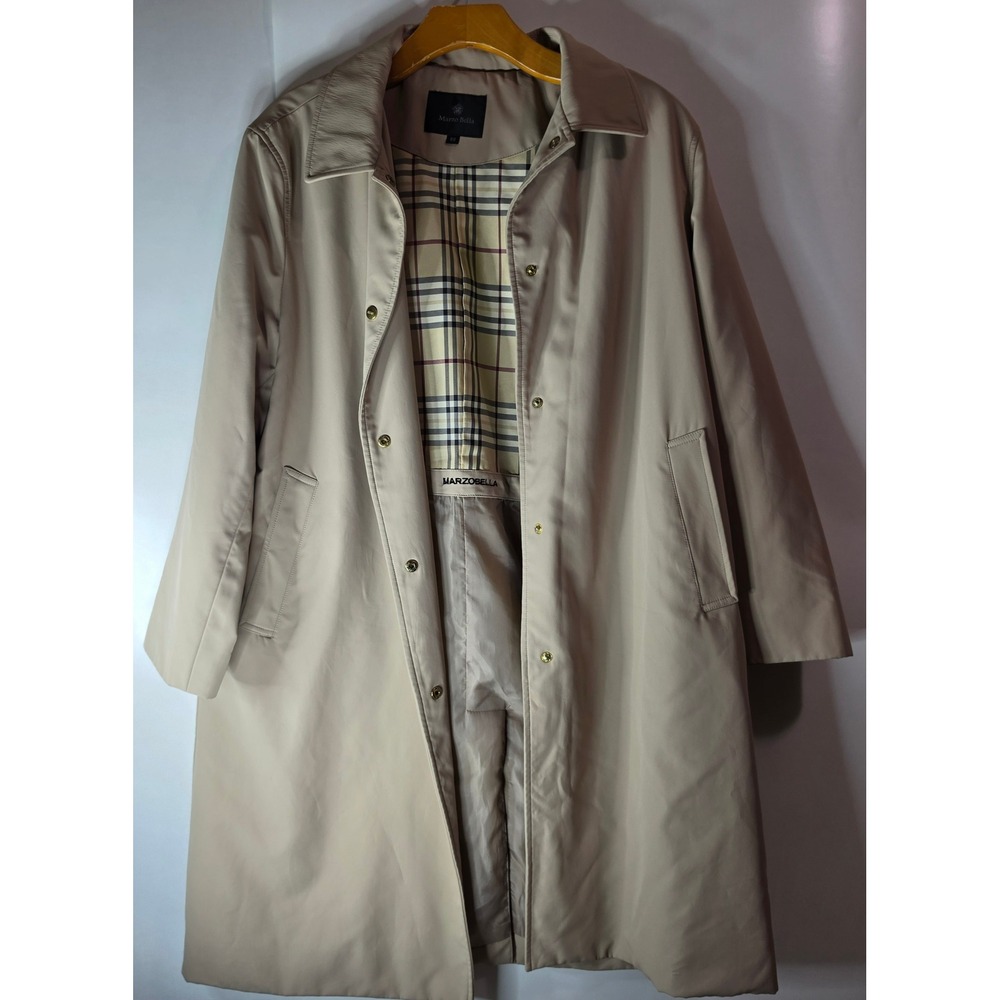 Marzo Bella Trench Coat Womens XL Beige Plaid Nova Check Lined Car Coat Duster
